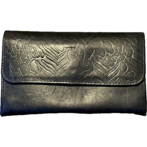 Princess Gardner Vintage Womens Trifold Coin Billfolds Black Full Grain Cowhide